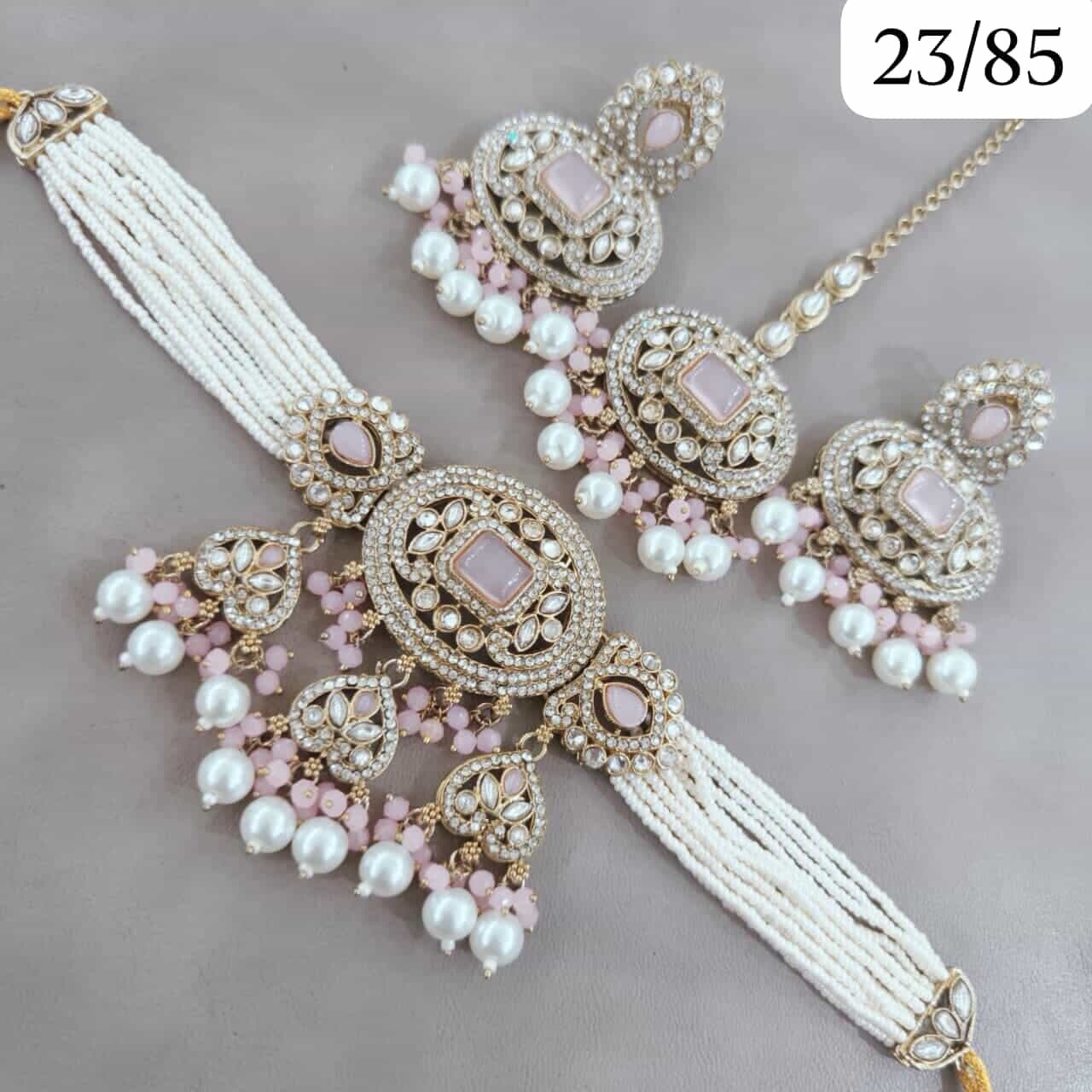Golden Kundan Sheesha Mirror Jewellery Set Indian/Pakistani image 2