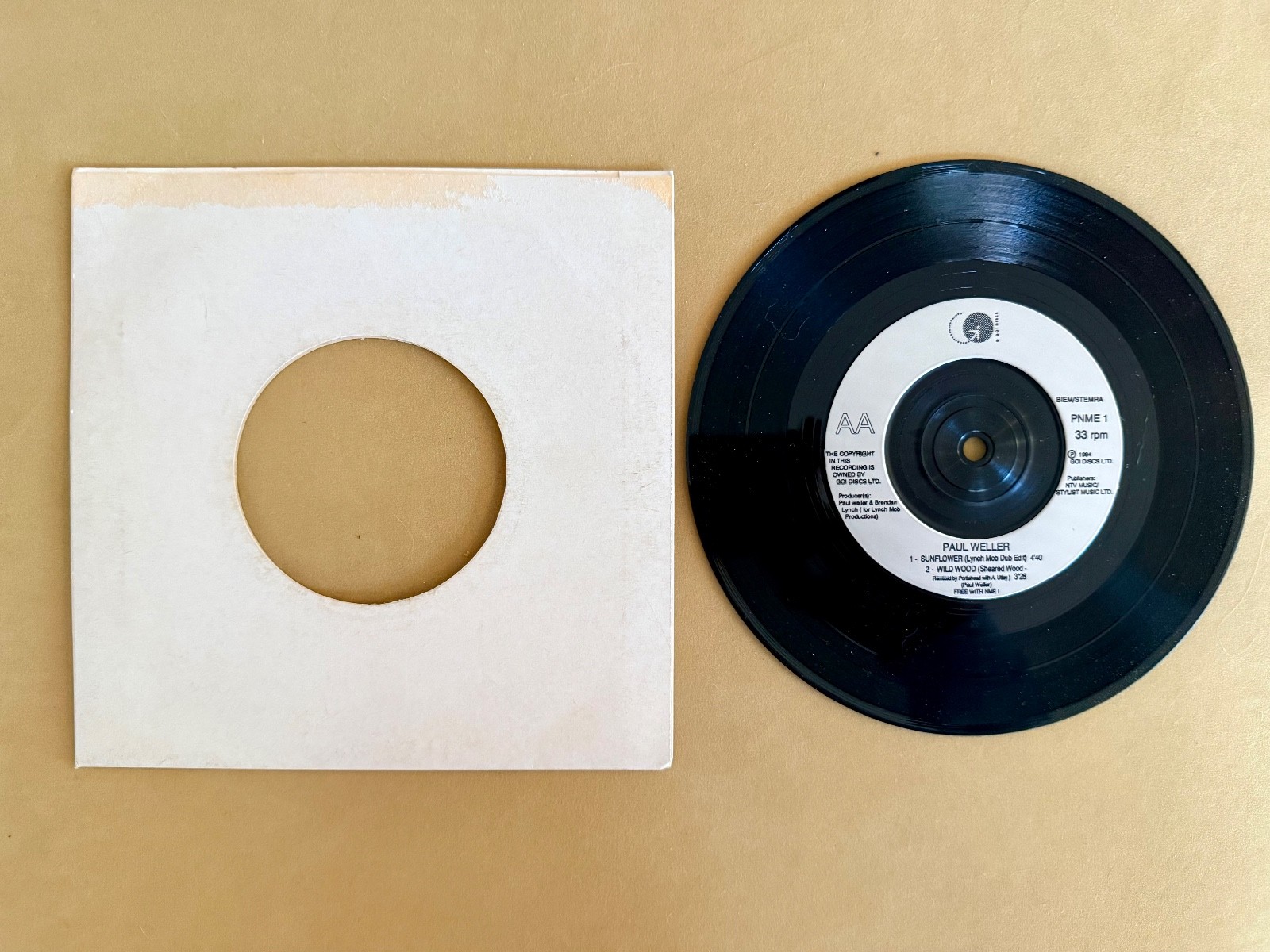 Vinyl 7" Inch single record - Paul Weller - Shadow Of The Sun LIVE - VG+ image 2