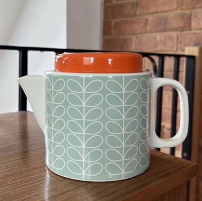 2017 Orla Kiely House Keramik Teekanne mit orangem Deckel 5795 Blumenmuster
