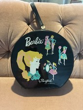 Vintage Barbie Round Black Carrying Case 1962 Mattel Ponytail Era