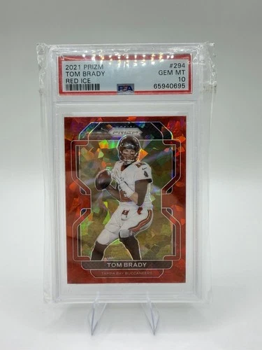 TOM BRADY 2021 PANINI PRIZM 294 RED ICE CRACKED ICE PSA 10 GEM MINT