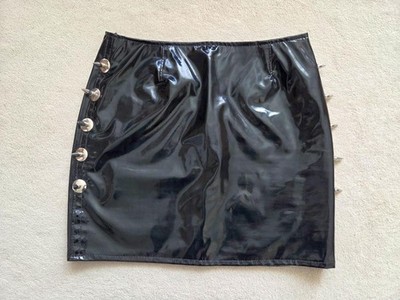 ''The Federation'' Lackrock Nietenrock Minirock Lack Nieten Schwarz Gothic Gr. S