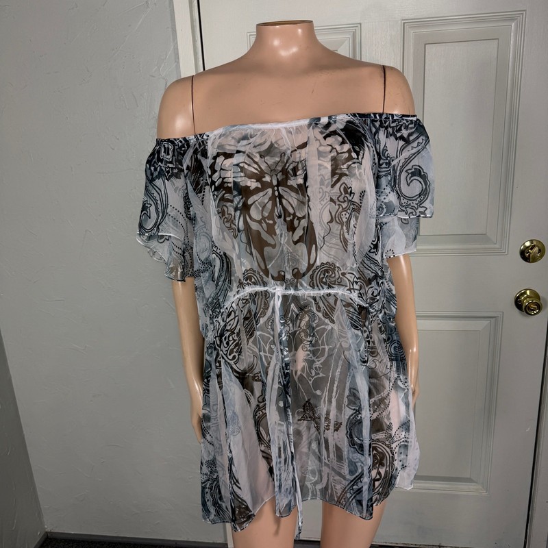 Vintage Y2K Julies Closet Women's Shirt 3X Lace Floral Sheer Tie Printed Z3-10