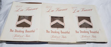 3 Vintage La France 1950's Cuban Heel Beige Seamed Nylon Stockings Fieldcrest