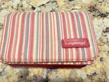 Longaberger Homestead Striped Magnetic Closure Coin Purse W/ Key Chain, 3inX5in"