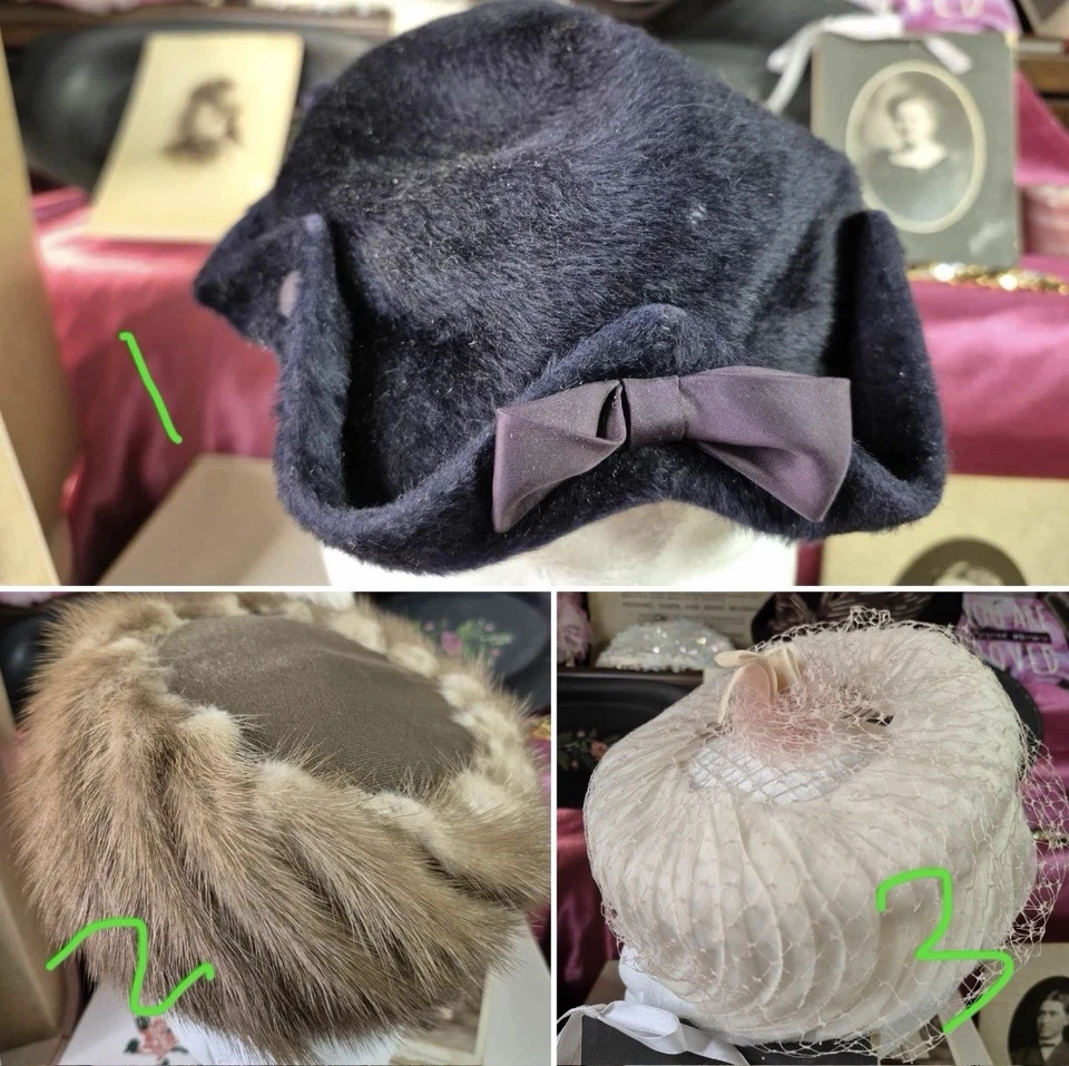 Sombreros De Colección - Sombrero Ruso Ushaka Piel Negro y Visón, Pastillero Blanco Red Rosa Foto 2 de 4