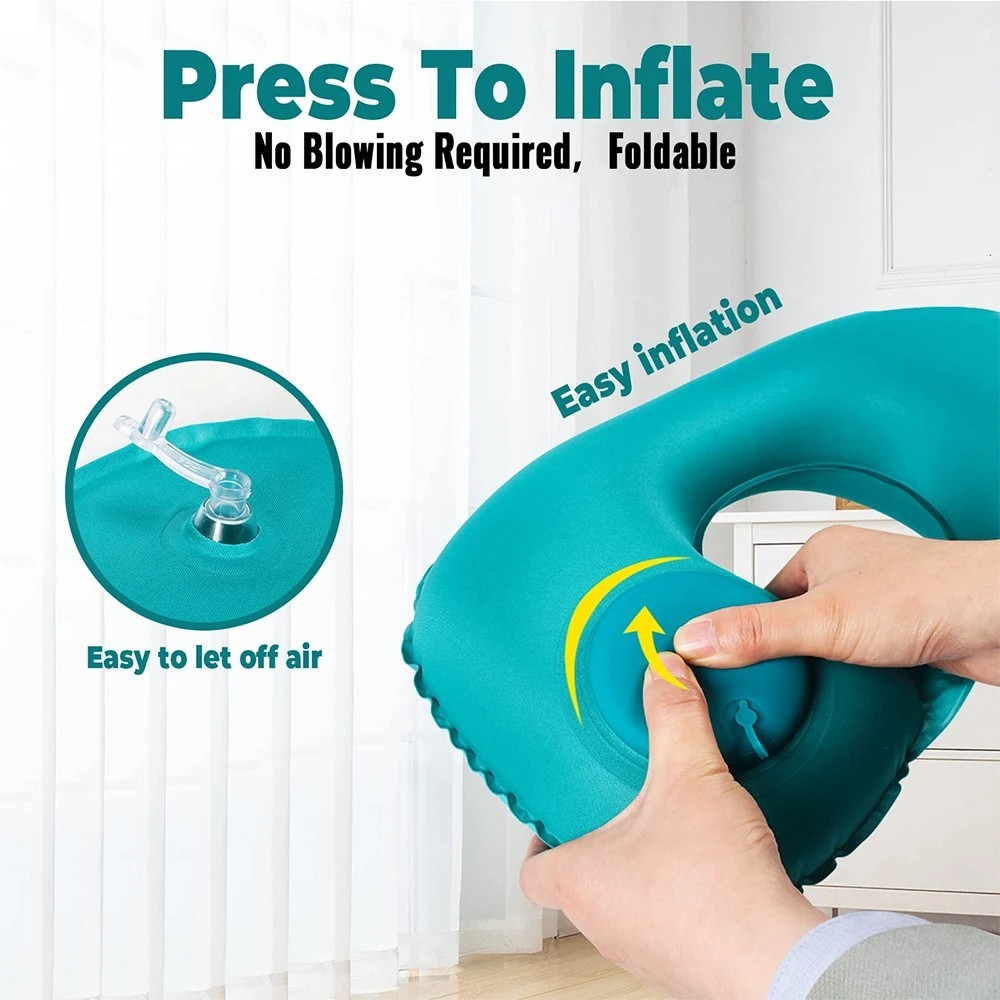 Inflatable U-Shape Travel Neck Pillow Portable Foldable for Outdoor Trips