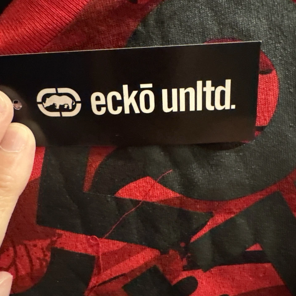 Camisa Ecko Untld Para Hombres M Gris Rojo Camuflaje Estampado Gráfico Doble Tejido Y2K Foto 2 de 4