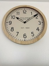 Wooden Round Wall Clock - Off-White Face