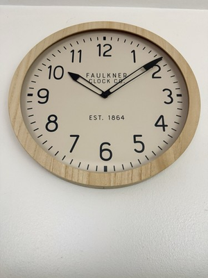 #ad 16quot; Wall Clock Wood Threshold Round MDF Off White Face Traditional Style $12.00