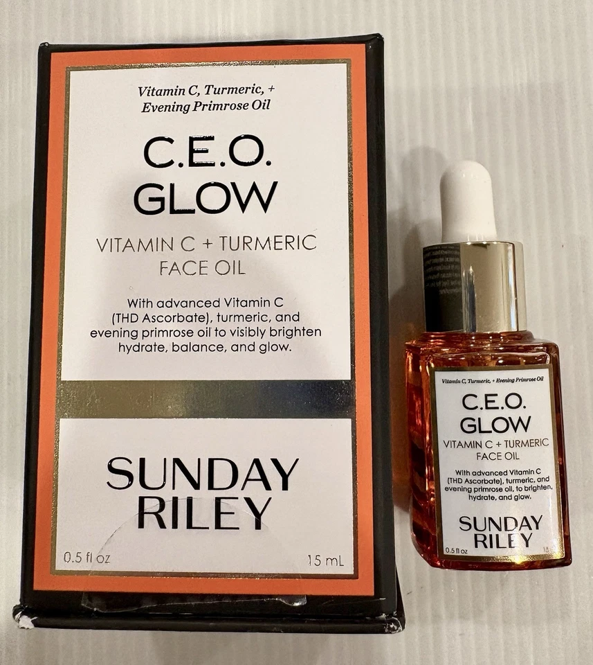 Sunday Riley CEO Glow Vitamina C + Aceite Facial de Cúrcuma 0.5 fl oz 15 ml Nuevo Foto 2 de 4