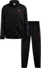 PUMA Boys Pants Set - 2 Piece Tricot Athletic Zip Up Jacket 8, Black Red 48