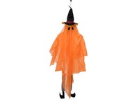 INNA-Glas Deko Halloween Geist Jegor, Mit Hexen-Hut, Leds, Orange, 150Cm