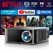 X9 Smar,4K-Projector with WiFi6 and Two-Way Bluetooth5.2,Native 1080P Projecteor