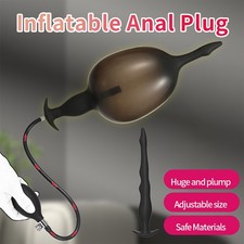 Huge Big Inflatable Plug Expandable Pump Men Women Adults Silicone Bondage BDSM-
