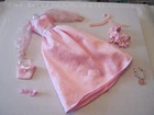 BARBIE FASHION CLOTHES ~ PINK SATIN w/GLITTER LACE OUTFIT w/ACCESSORIES SET