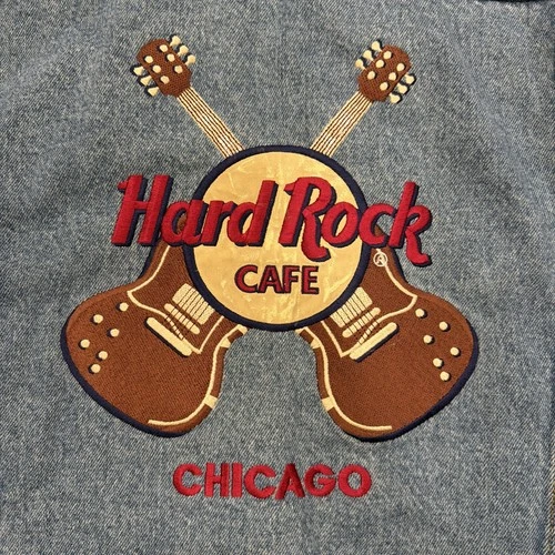 Vtg Hard Rock Cafe Jacket Mens L Denim Chicago Embroidered 90s Save The Planet image 2