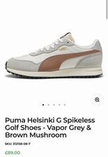 BRAND NEW Puma Helsinki G Spikeless Golf Shoes Waterproof Grey And Brown