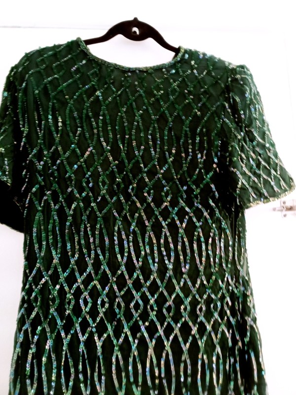 Vintage Laurence Kazar NY  Green Sequin Dress