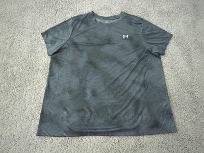 Under Armour Tech Shirt Womens 1X Gray Lino Print Short Sleeve Loose Athletic