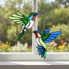 Handcrafted Hummingbird Stained Glass Suncatchers - Perfect Gift Set for Her