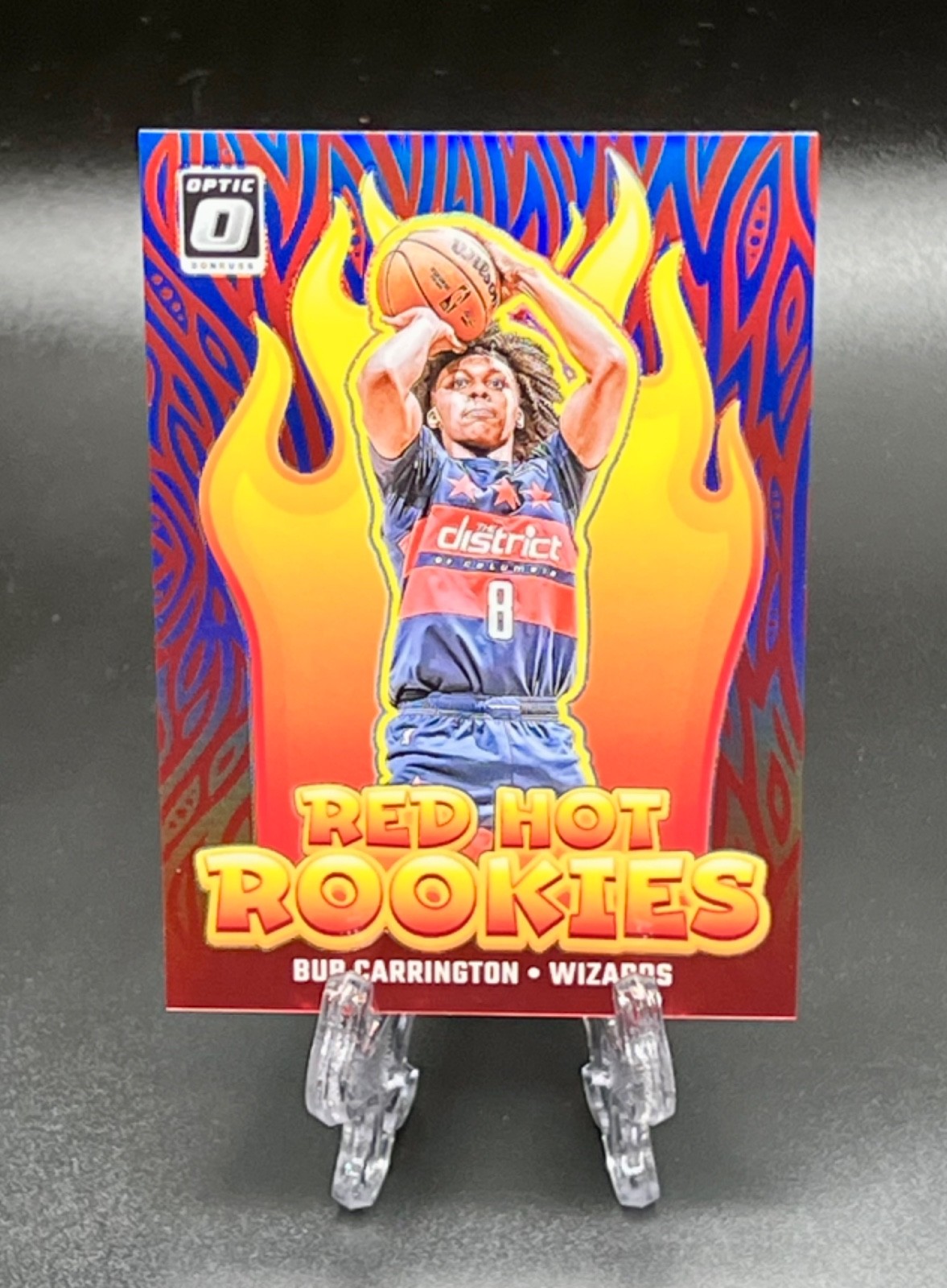 2024-25 Donruss Optic #11 Bub Carrington Red Hot Rookies SP Blue /49 RC Wizards