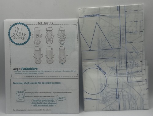 McCall's Ellie Mae QUILTED COOKING COMPANIONS Sew Pattern K238 Animal Mitt UNCUT - Picture 3 of 3