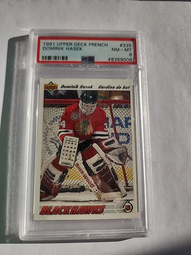 1991 Upper Deck #335 Dominik Hasek French PSA 8 Hockey card card 