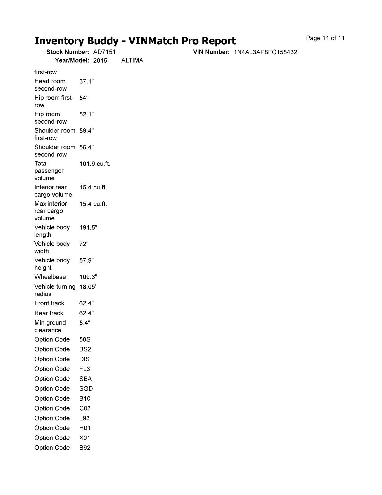 Used Speedometer Gauge fits: 2015 Nissan Altima cluster 2.5L 4 cylinder MPH Grad