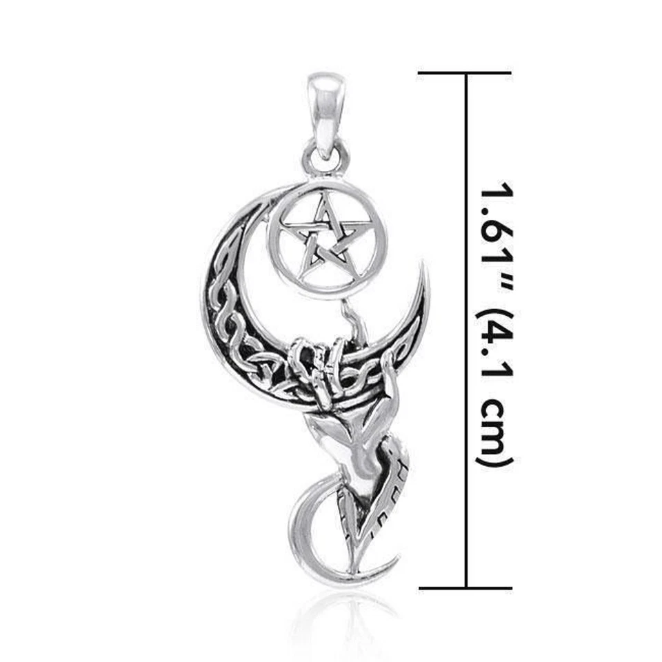 Hand Holding Celtic Moon Pentacle Protection Sterling Silver Pendant - Image 2 of 2