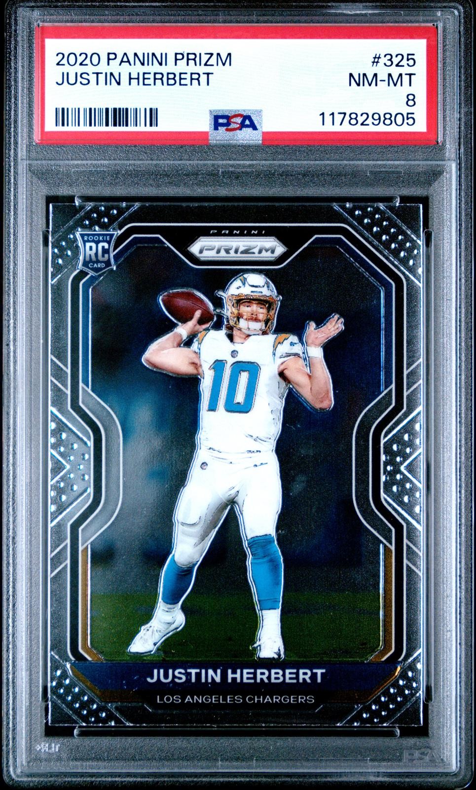 2020 Panini Prizm #325 Justin Herbert Prizm PSA 8