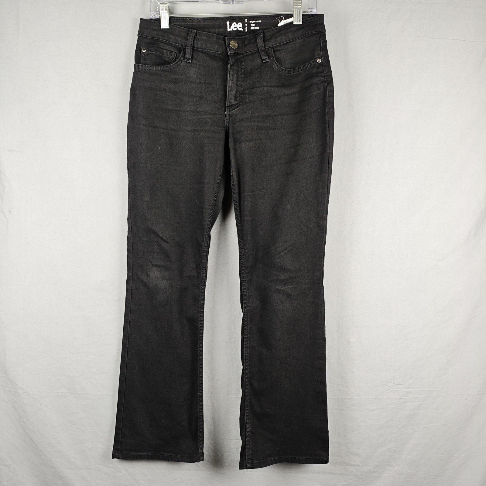 Lee Jeans Womens 6P Petite Gray Charcoal Wash Mid Rise Straight Stretch Denim