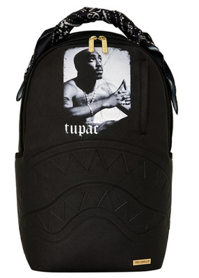 Sprayground TUPAC Bandana Handle Backpack New Black Bookbag School Kids Bag