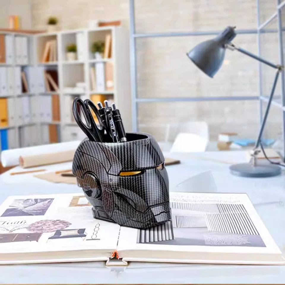 Marvel Iron Man Head Pen Holder Table Ornament Pen Container Stationery Gift New - Image 2 of 4