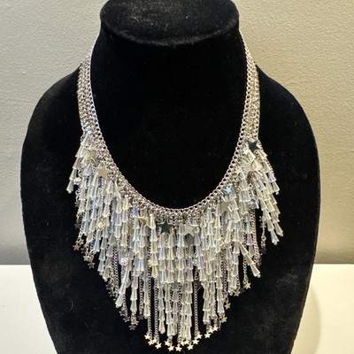 Vintage Kirks Folly  Aurora Borealis Crystal Beaded Dangle Star Necklace RARE