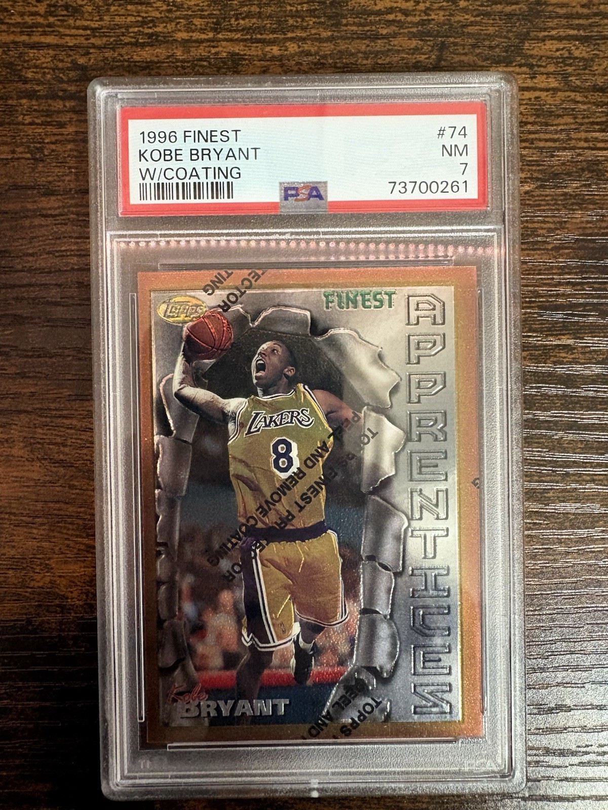 1996-97 Topps Finest W/Coating Kobe Bryant #74 Rookie PSA 7 Lakers