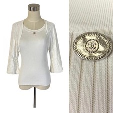 CAMICIA IN MAGLIA A STRATI USATA CHANEL CRUISE RARA MARCA COCO BOLERO BUONA