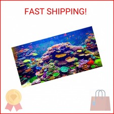 AWERT Undersea Theme Aquarium Background 48x24 inches Vinyl Colorful Coral Tropi