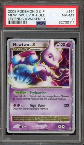 Pokemon Mewtwo Lv.X Legends Awakened Holo Ultra Rare #144 PSA 8