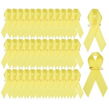 Satin Awareness Ribbons, Satin Ribbon with Safety Pins 200 Pcs Yellow