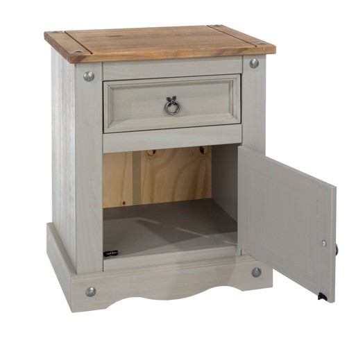Wardrobe Chests Bedside Bed Bookcase - Premium Corona Solid Pine Grey Wash - Picture 29 of 46