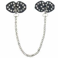 Studded Leather Chain Pasties D Ring Detachable Reusable Nipple Covers L9803