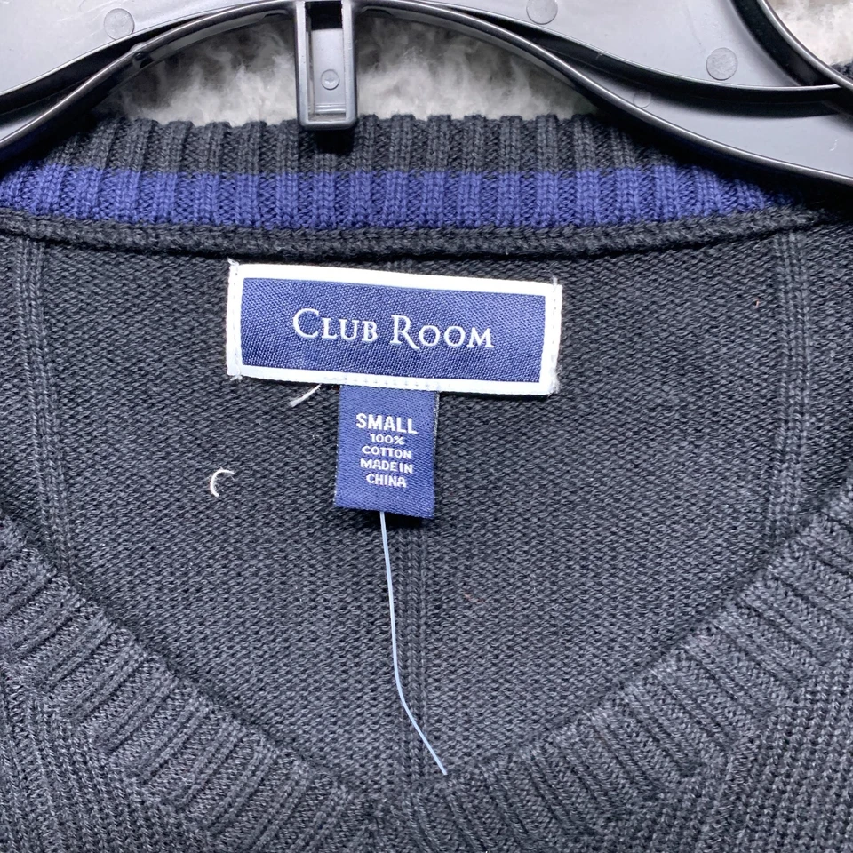 Club Room Sweater Mens S Small Black Ribbed V NeckLong Sleeve - Image 2 of 4