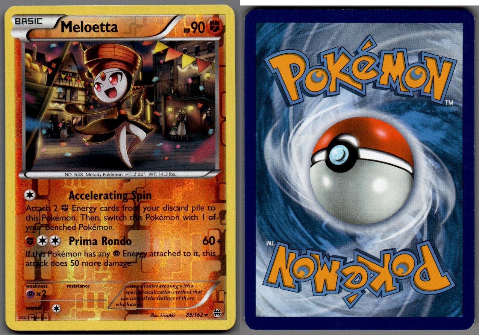 2015 Pokemon, XY BREAKthrough, #85/162 Meloetta, Reverse Holo Rare