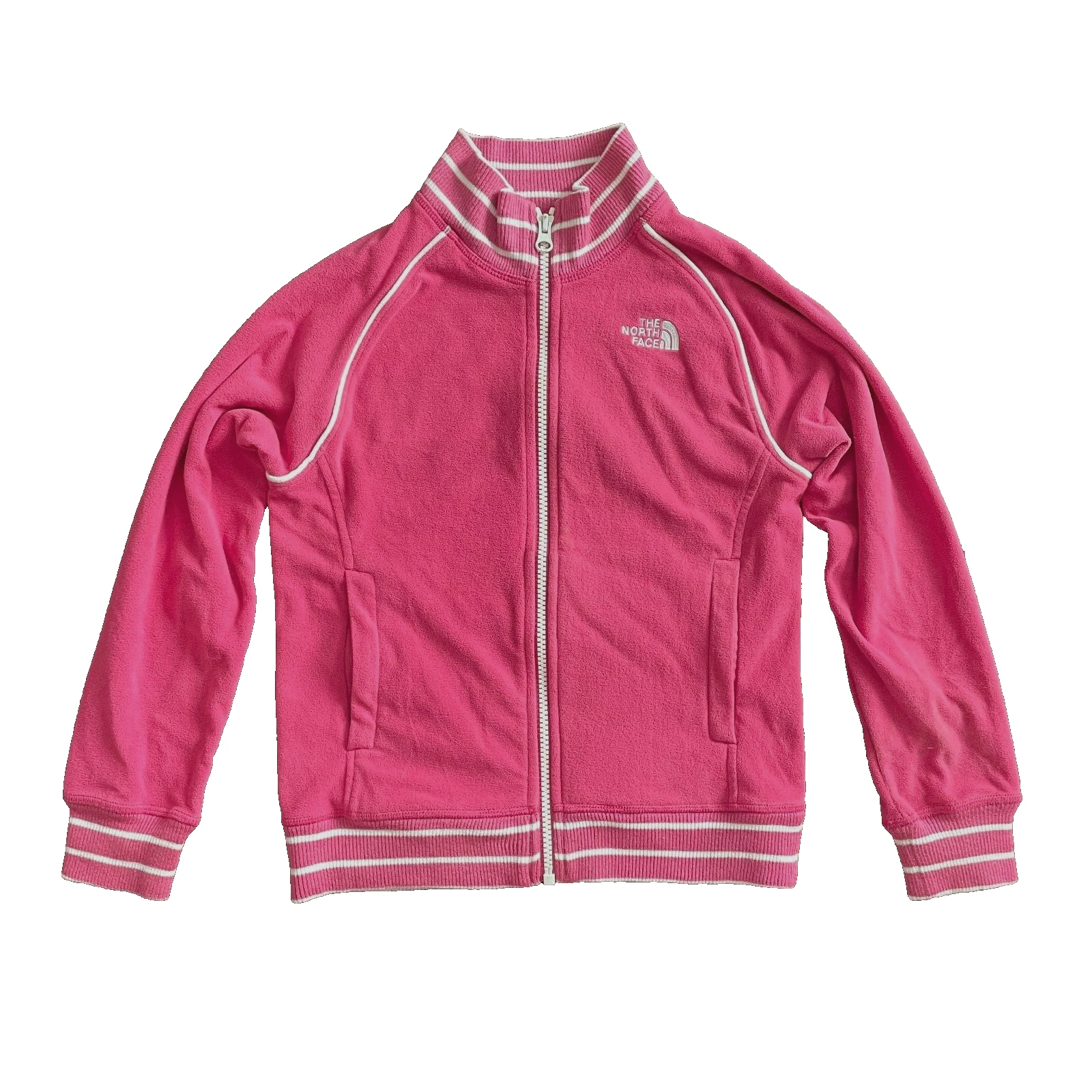 north-face girls kids full zip fleece embroidered logo jacket