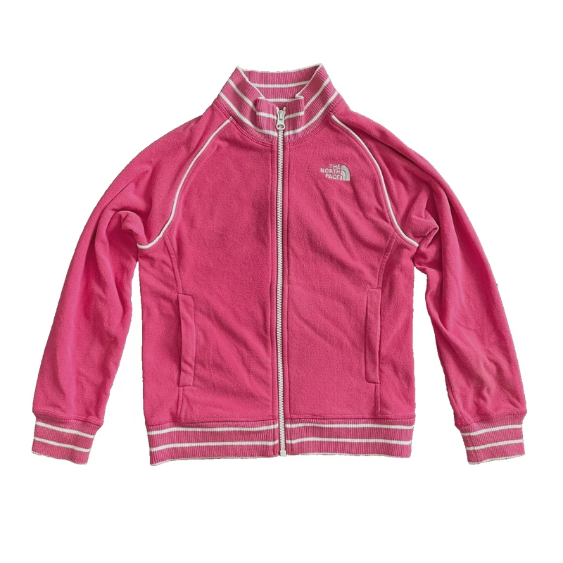 north-face girls kids full zip fleece embroidered logo jacket