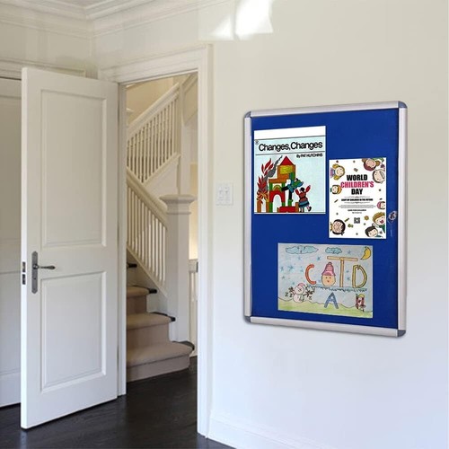 VIZ-PRO Tamperproof Lockable Noticeboard, Silver Aluminium Frame, 900 x 600 mm - Picture 6 of 7