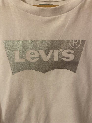 Levi's Girls White Silver Foil Logo Short Sleeve T-Shirt Size XL 13-15YRS - Picture 6 of 11