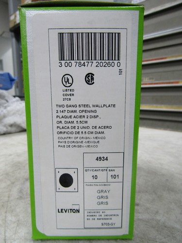 💥10) NUEVO LEVITON 2.15" BANDA GRIS ACERO PLACA 4934 LOTE DE 10 - Imagen 4 de 5