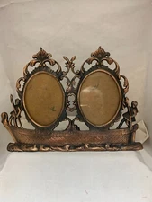 NICE UNUSUAL GODOLA BOAT DOUBLE PICTURE FRAME METAL GC